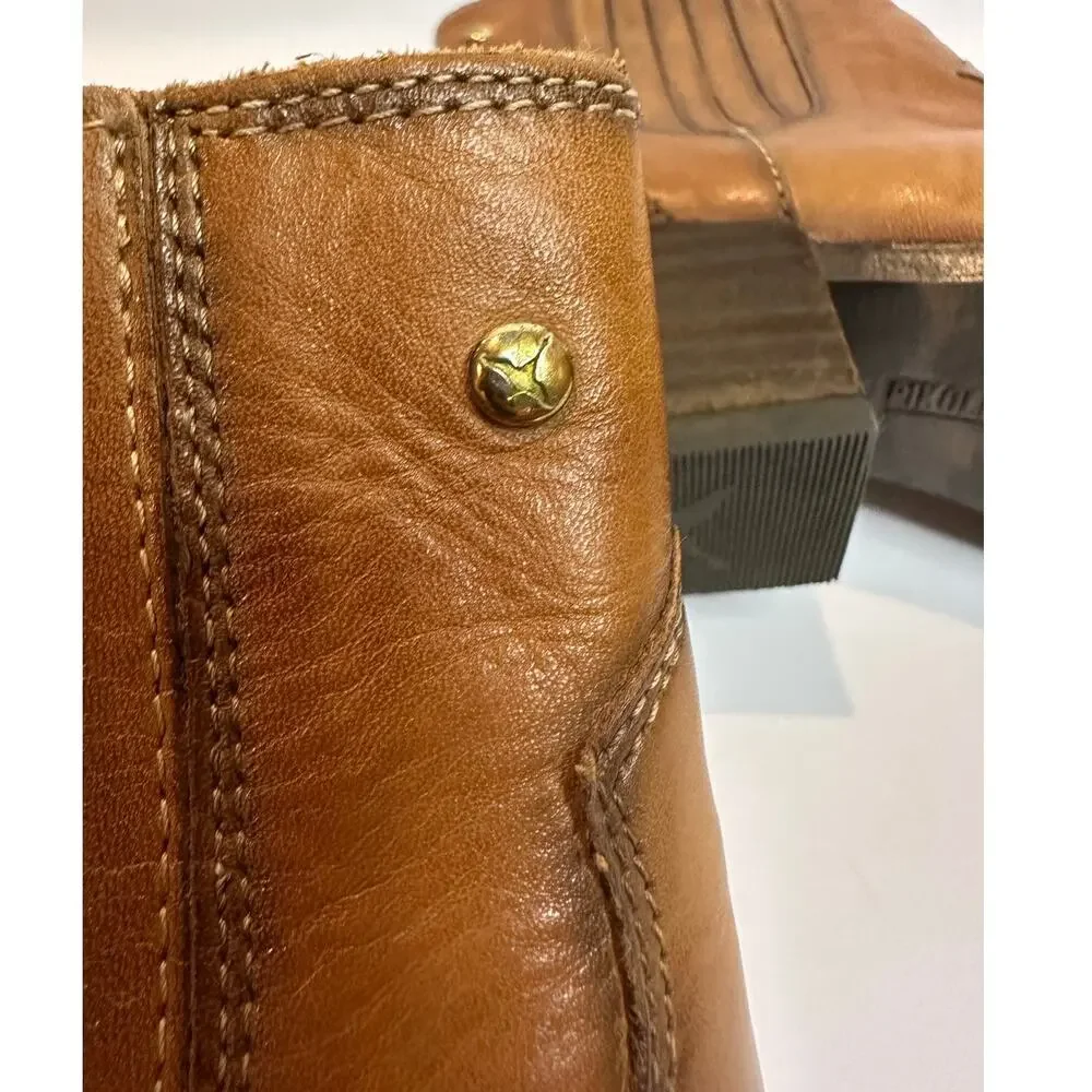 Pikolinos Vergel Leather Ankle Boots Women’s 38 Brandy Western Comfort Booties